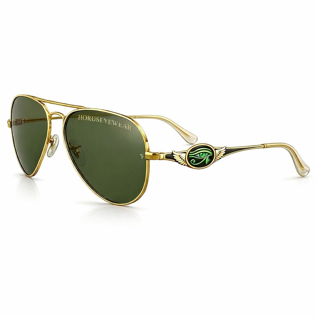 Gafas de Sol Horus Aviator Gold Green – Lente Verde Clásica